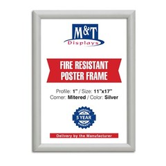 Fire Resistant Snap Poster Frame Silver 1″ Aluminum Front Loading Picture Photo
