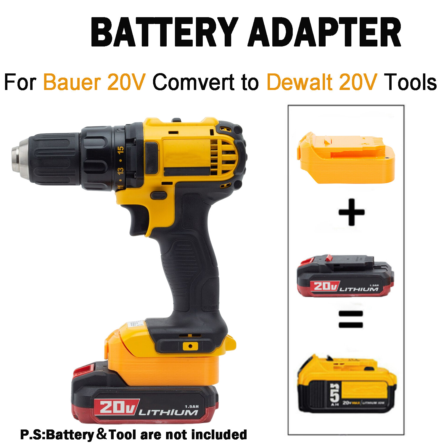 1X Adapter For Bauer 20V Lithium-ion Battery Converter to for Dewalt 20V Tools gallery