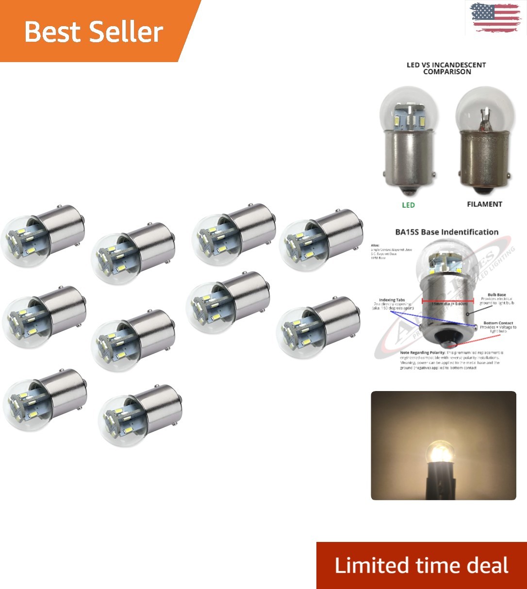 Long-Lasting Dimmable LED Bulbs - Warm White 10-Pack for 12/14VDC Applications gallery