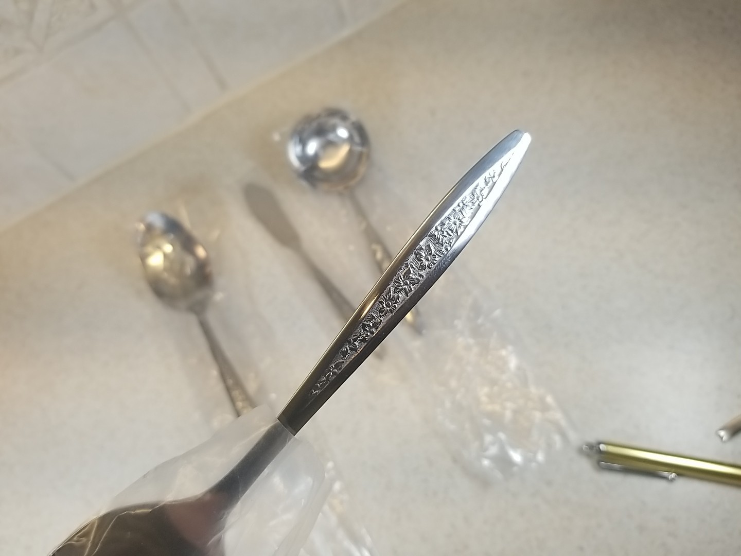 Customcraft Stainless CUS5 Floral Textured 4 Misc Serving Pieces New Old Stock gallery