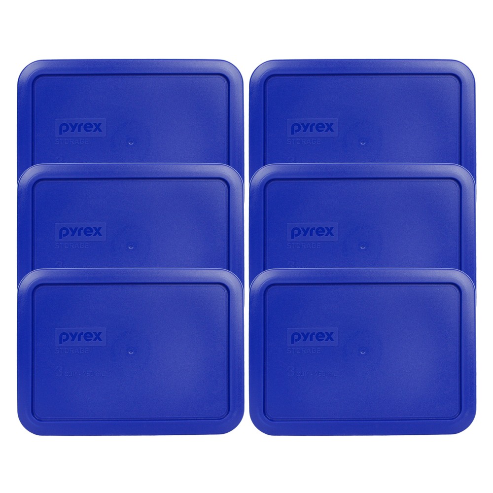 Pyrex 7210-PC Cadet Blue Plastic Rectangle Replacement Lid Cover (6-Pack)