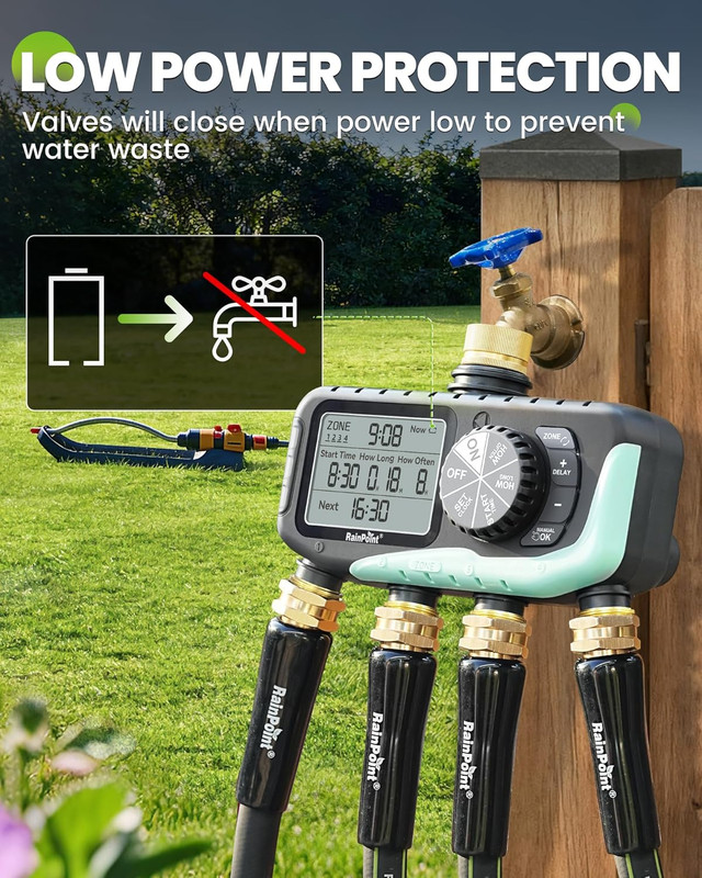 Sprinkler Timer 4 Zone, Water Timer for Programmable, for Soaker Hose with Rain gallery