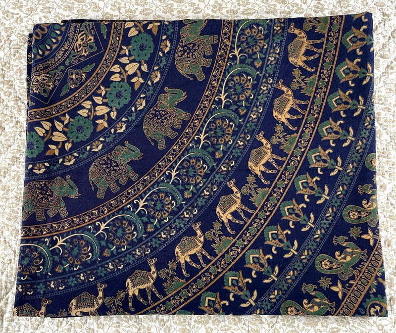 Magical Thinking Tapestry Tablecloth Bedspread 82x98 Camel Elephant Mandala Blue gallery