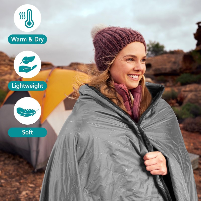 SUN CUBE Large Waterproof Camping Blanket, Fleece Quilted Stadium Blanket for gallery