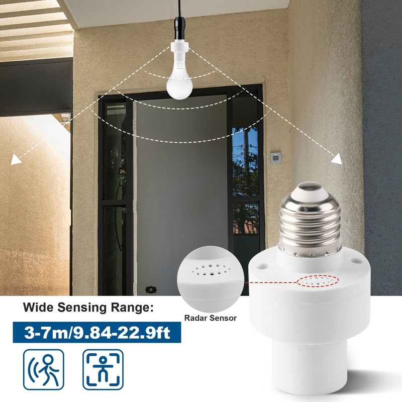 2Pack E27/E26 Radar Motion Light Holder Detector Base Lamp Switch Bulb Socket gallery