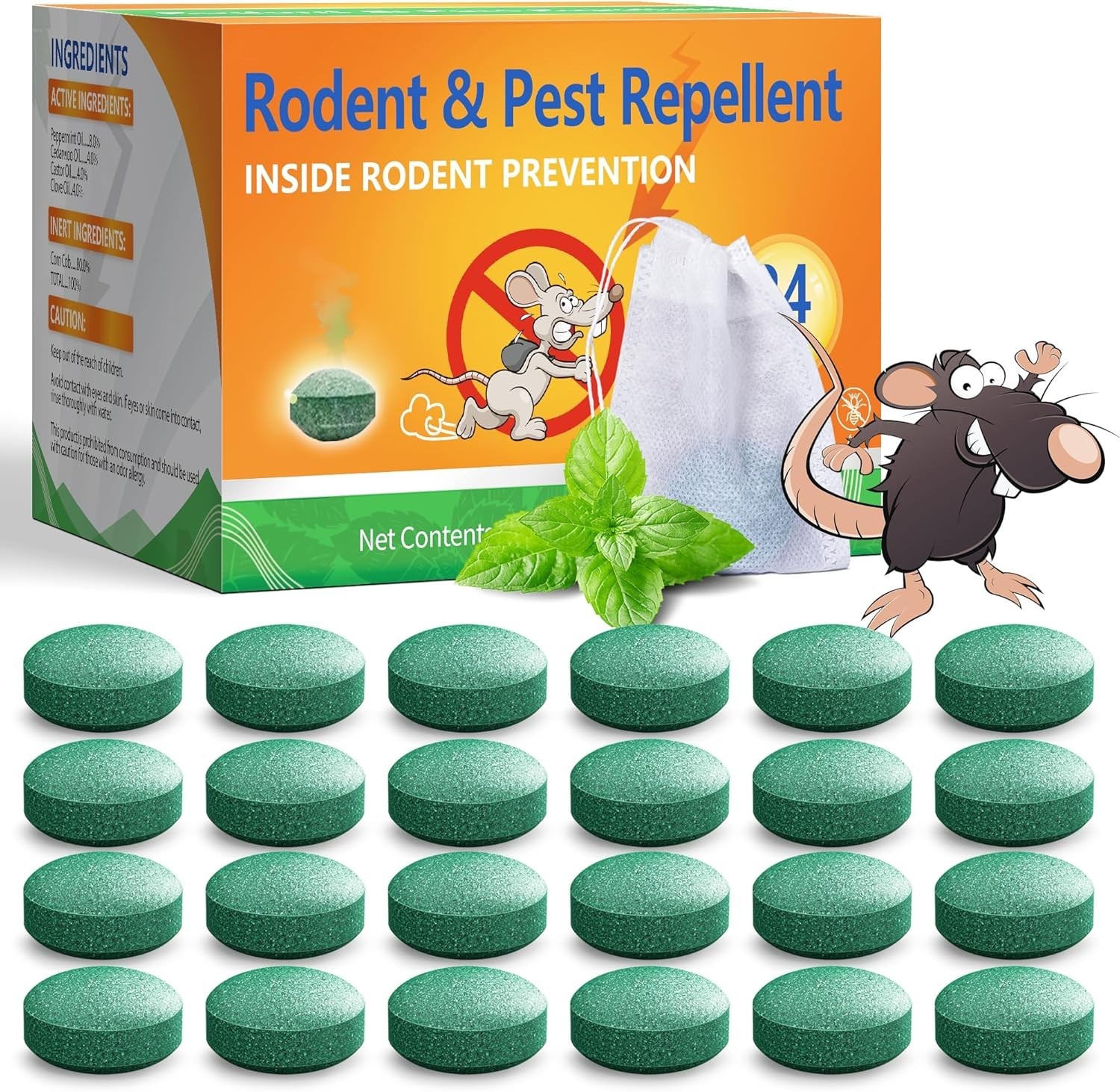 Natural Rodent Repellent Peppermint Sachets 24 Pack Mouse Mice Pest - US gallery