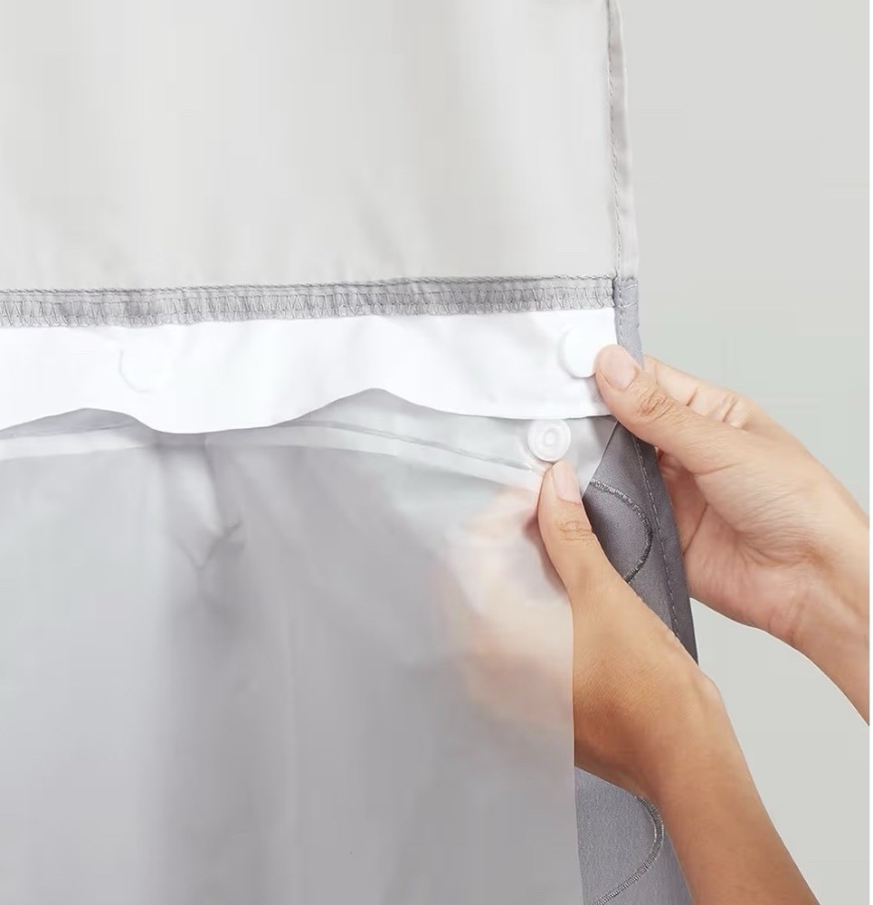 Hookless It's A Snap! PEVA Snap-In Replacement Shower Curtain Liner 70x54" Frost