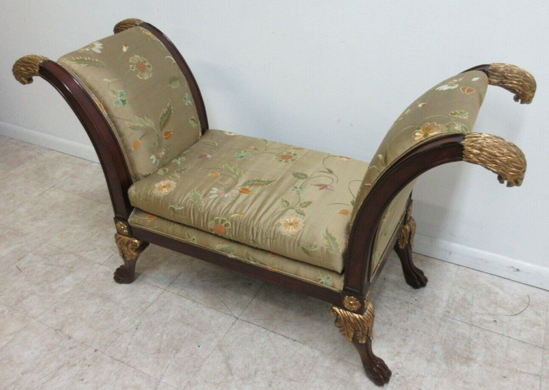 Maitland Smith Footstool Settee U Bench French Empire Paw Gold Gilt Lion Head gallery