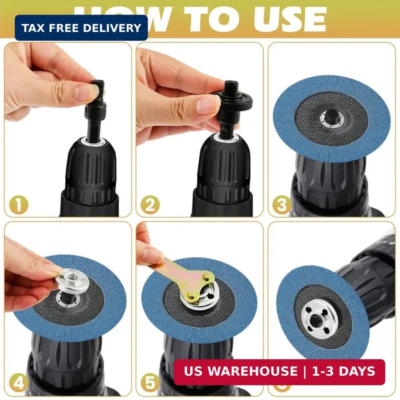 10mm 5Pcs Drill to Angle Grinder Adapter Set – Variable Rod Converter Tool gallery