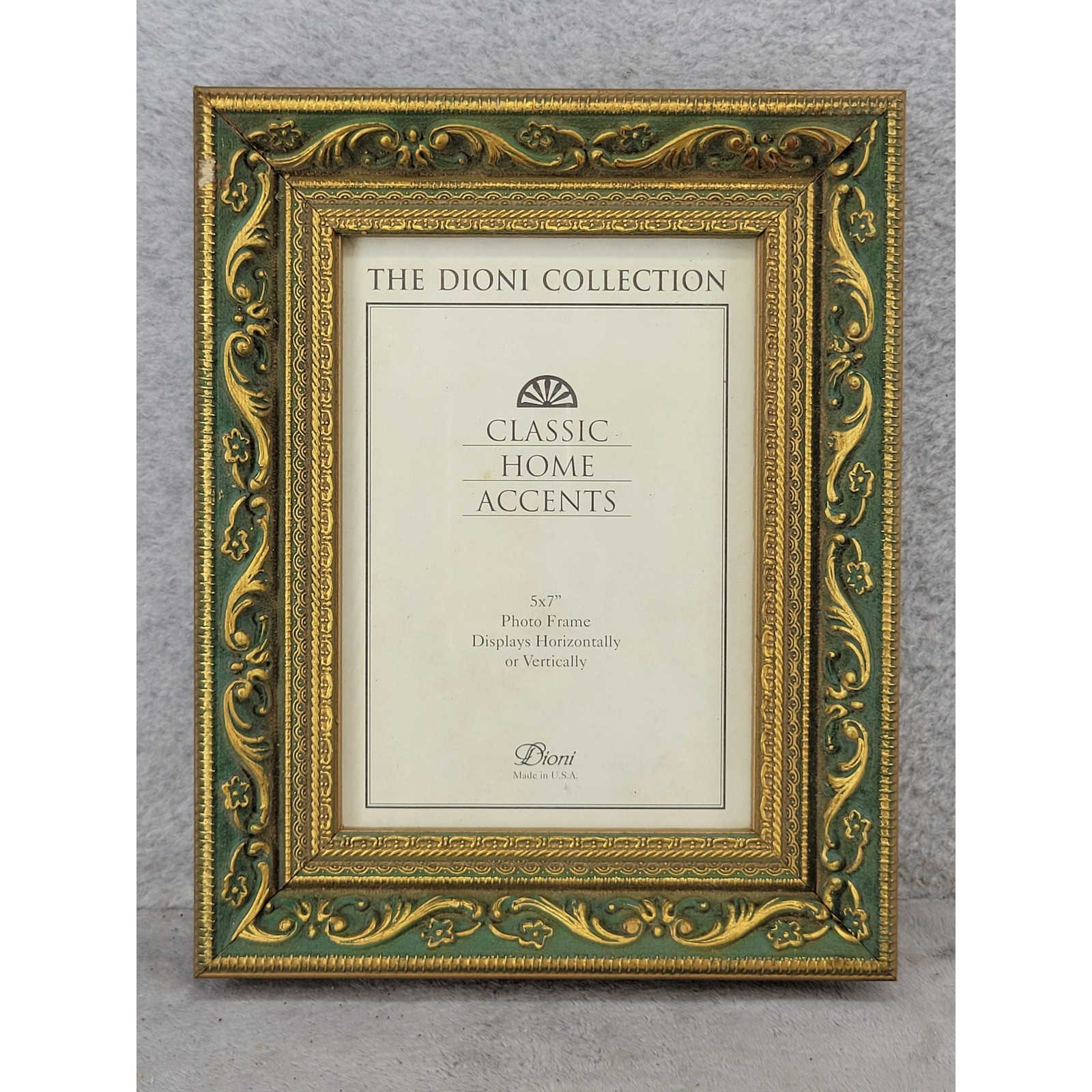 Dioni Collection 5x7 Photo Frame Ornate Baroque Gold Green Wood Made in USA gallery