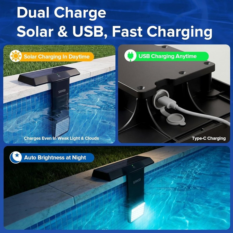 Solar Pool Light Inground Above Ground RGB LED Pool Lamp 20-Color 3-Mode IP68 gallery