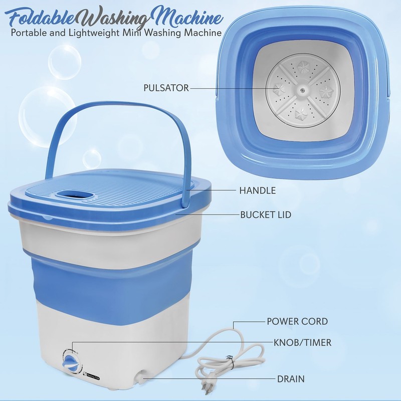 Pure Clean PUCWM33 Foldable Lightweight Mini Washing Machine, Top Load gallery