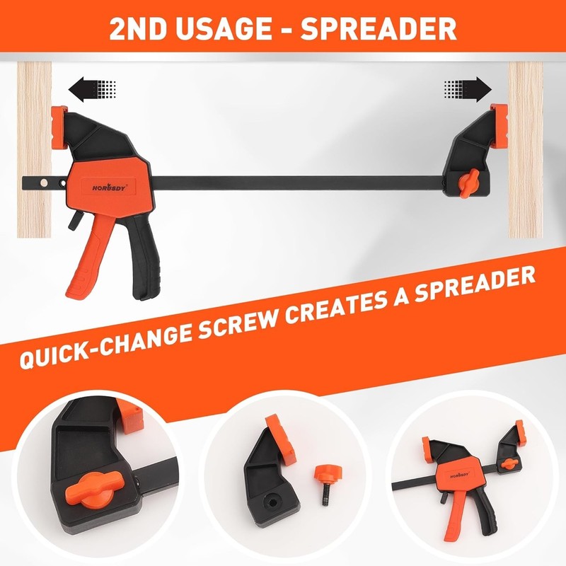 Quick-Adjust 6in Bar Clamps - 2 Pack with 75 lbs Load Capacity for Woodwork gallery