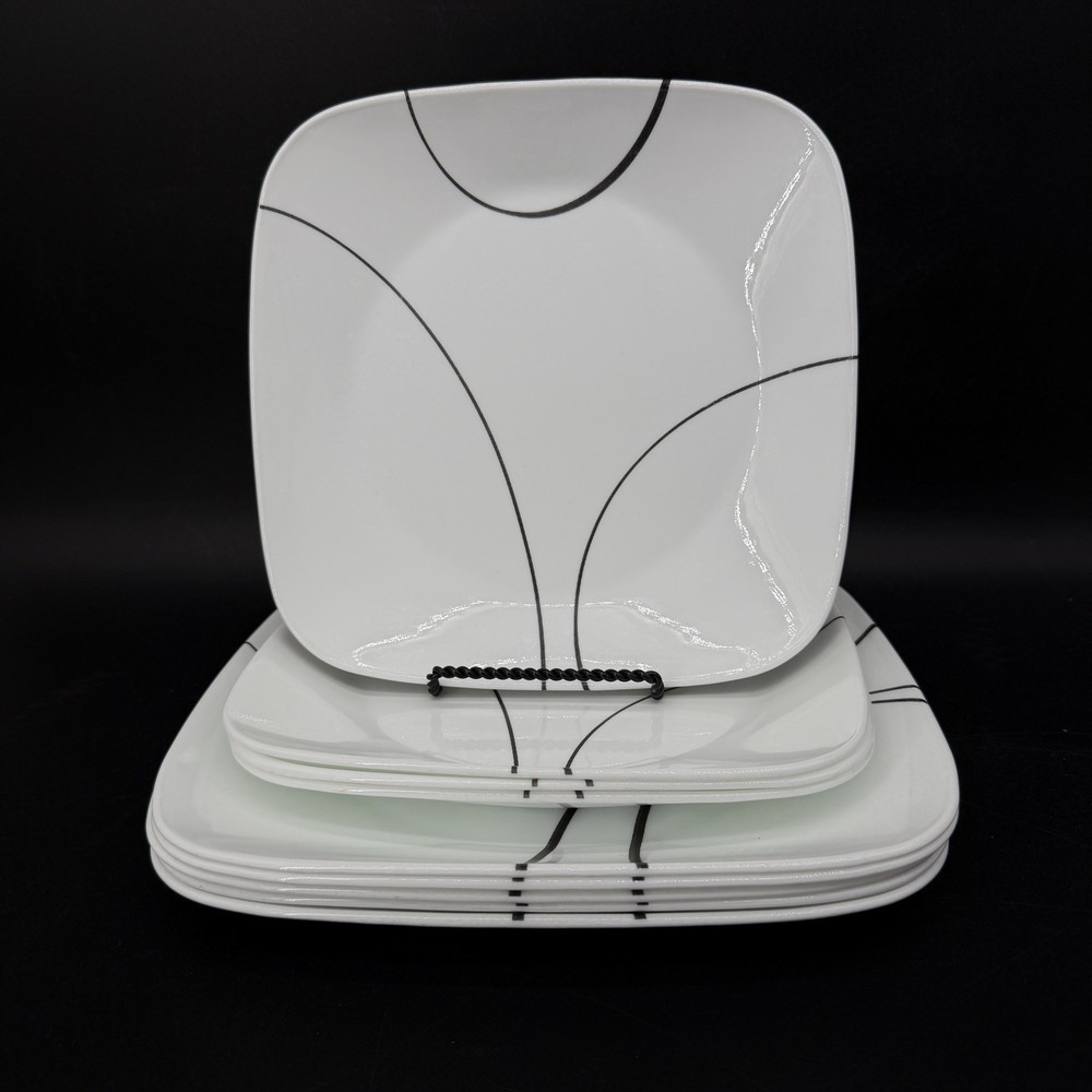 Corelle Square Simple Lines 10pcs Dinner & Lunch Plates