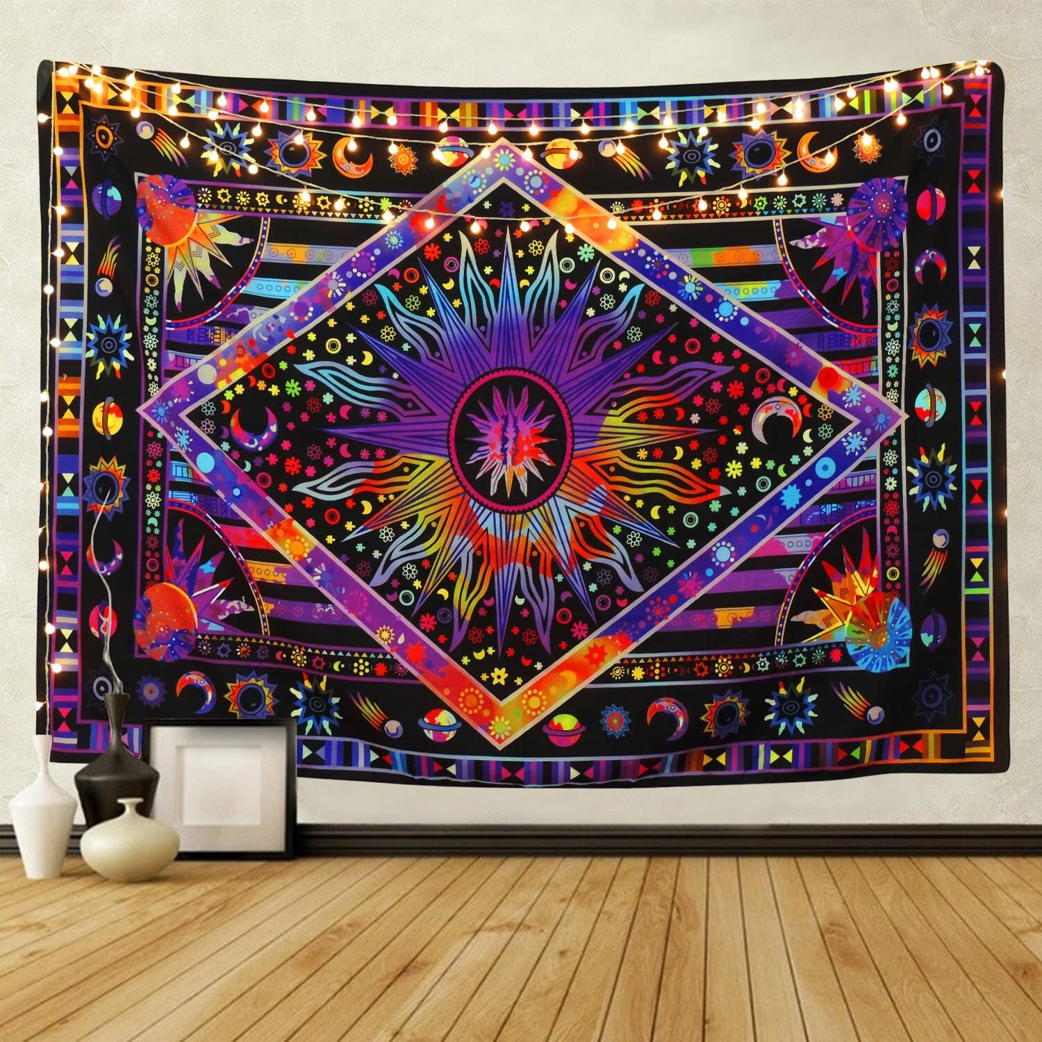 BLEUM CADE Tie Dye Purple Burning Sun Tapestry 92.5"x70.8" gallery