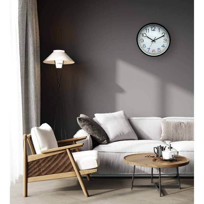 12" Modern Wall Clock, Multicolor Numbers gallery