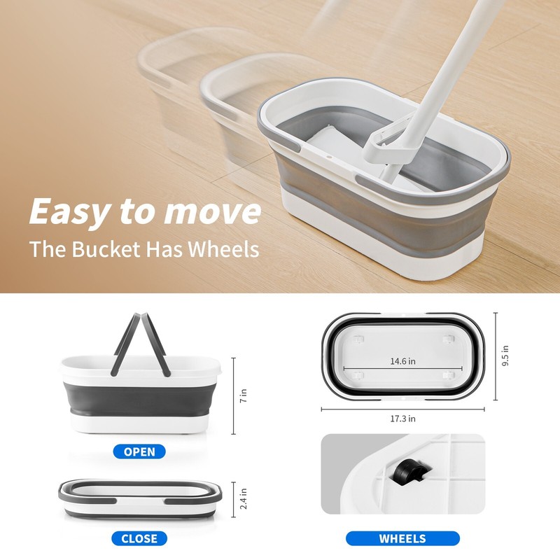 oshang Flat Mop and Foldable Bucket Set. Mops for Floor Cleaning gallery