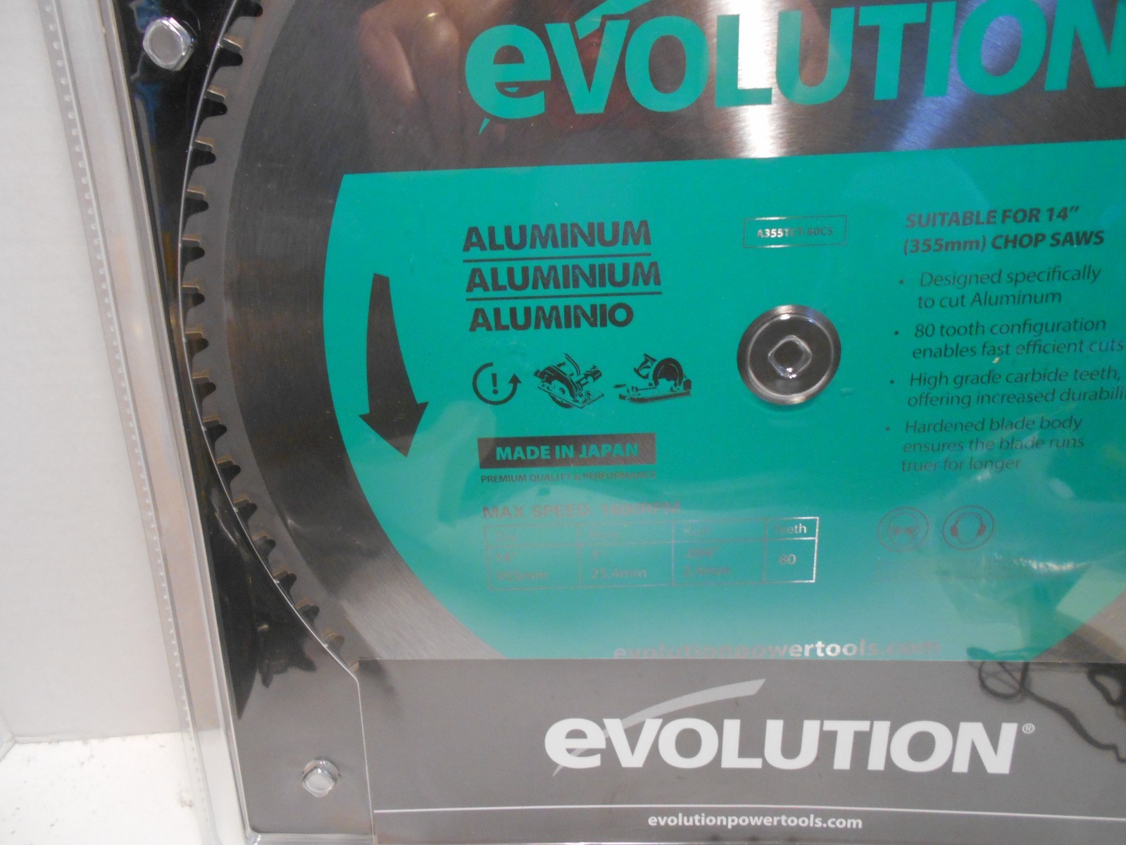 Evolution 14BLADE-AL ALUMINUM & NON-Ferrous TCT Saw Blade, 14" X 80TH gallery