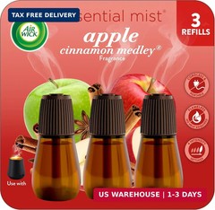 Air Wick Essential Mist Refill, 3 ct, Apple Cinnamon Medley, Essential Oils Diff