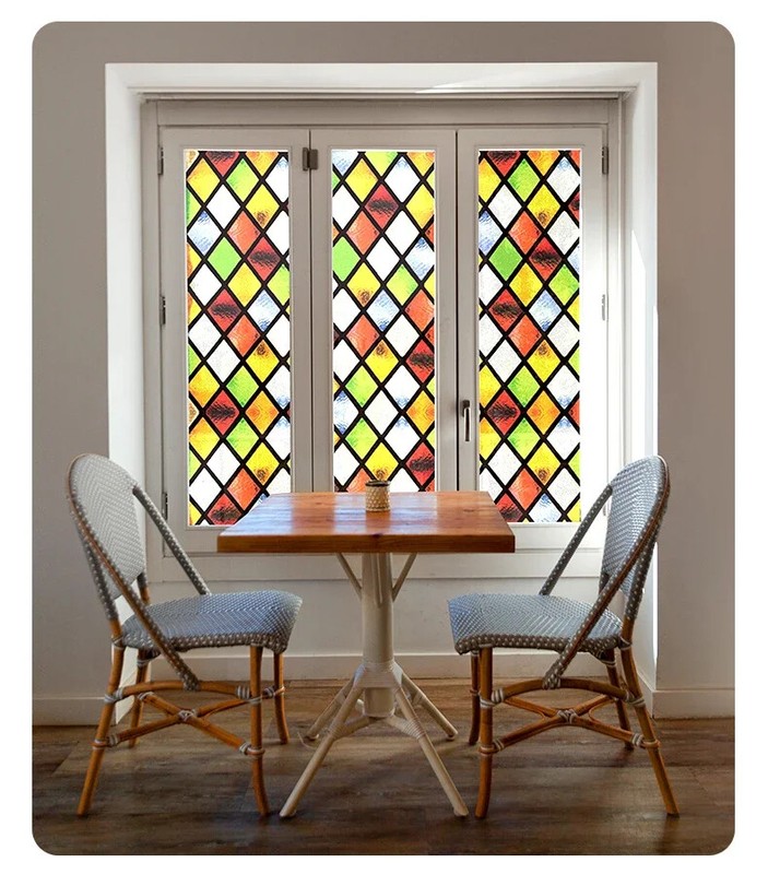 Vintage Static Cling Privacy Stained Window Film Opaque Frosted Glass Sticker gallery