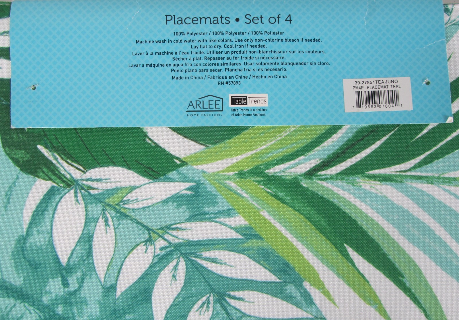 Solartec Placemats Set 4 Tropical Palm Leaf Indoor Outdoor 13x18 New gallery