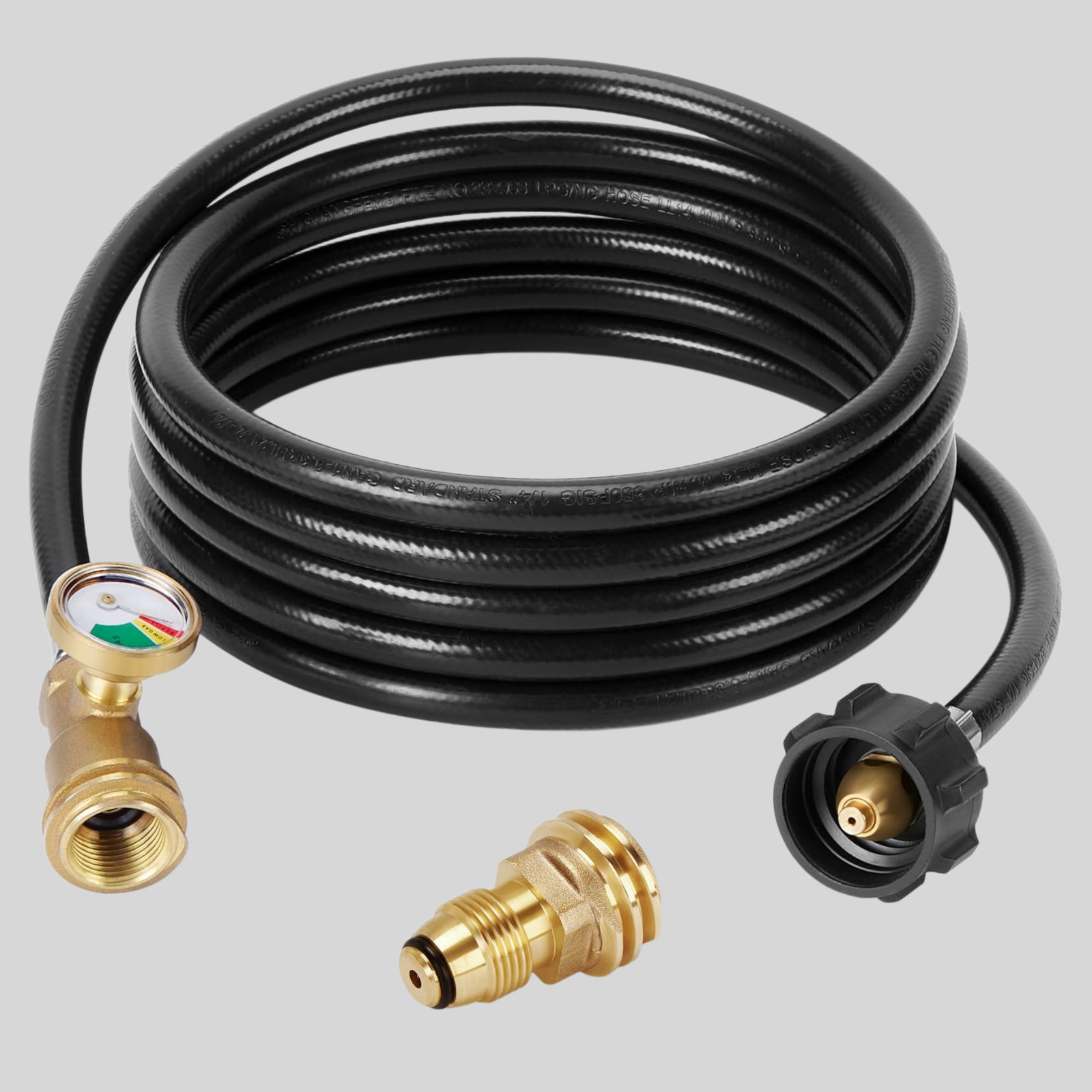 12 Feet Durable Propane Tank Extension Hose with Gauge, Tank Adapter Converts gallery