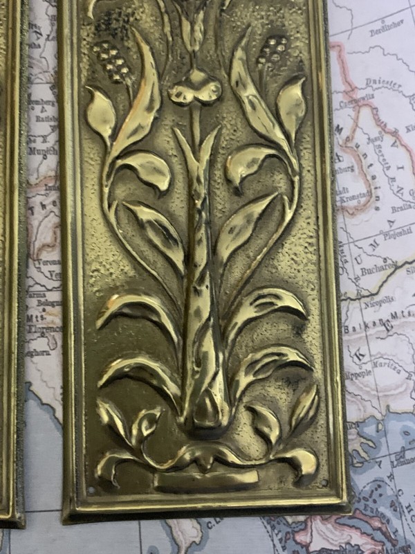 Reclaimed Solid Brass Door Finger Plates Antique brass re finish Oblong 1 gallery