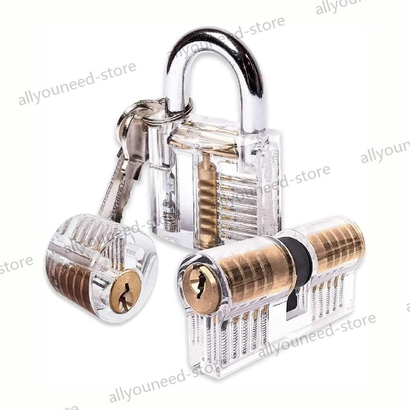3Set Acrylic CLEAR Practice Lock Transparent Cutaway Pin Tumbler Lock gallery