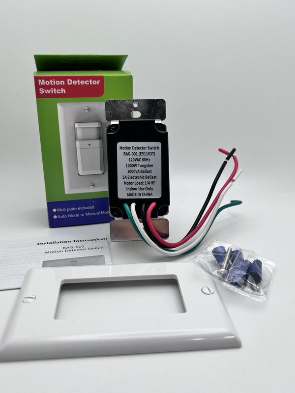 Motion Sensor Light Switch, Wall Plate Included, White, UL Listed gallery