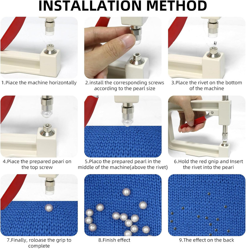 Pearl Setting Machine, Pearl Hand Press Tools with White Pearl Beads, Rivet Stud gallery