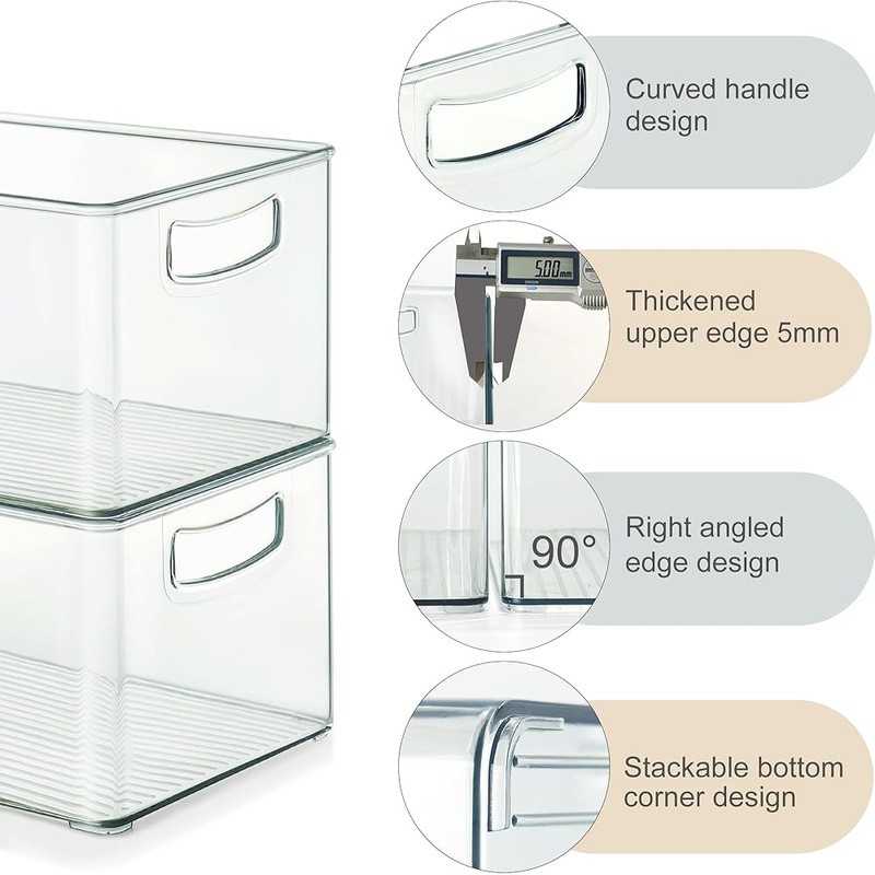 XL Clear Freezer Storage Bins Stackable Food Safe PET Durable Organizers New gallery