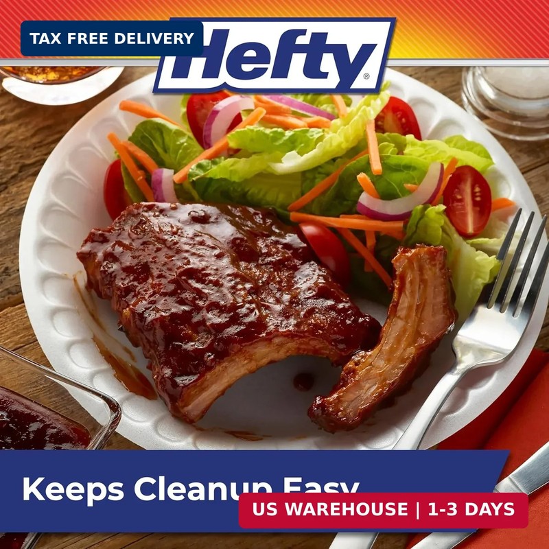 Hefty Everyday Soak Proof Disposable Foam Plates, 8.9 Inches, 100 Count, Disposa gallery