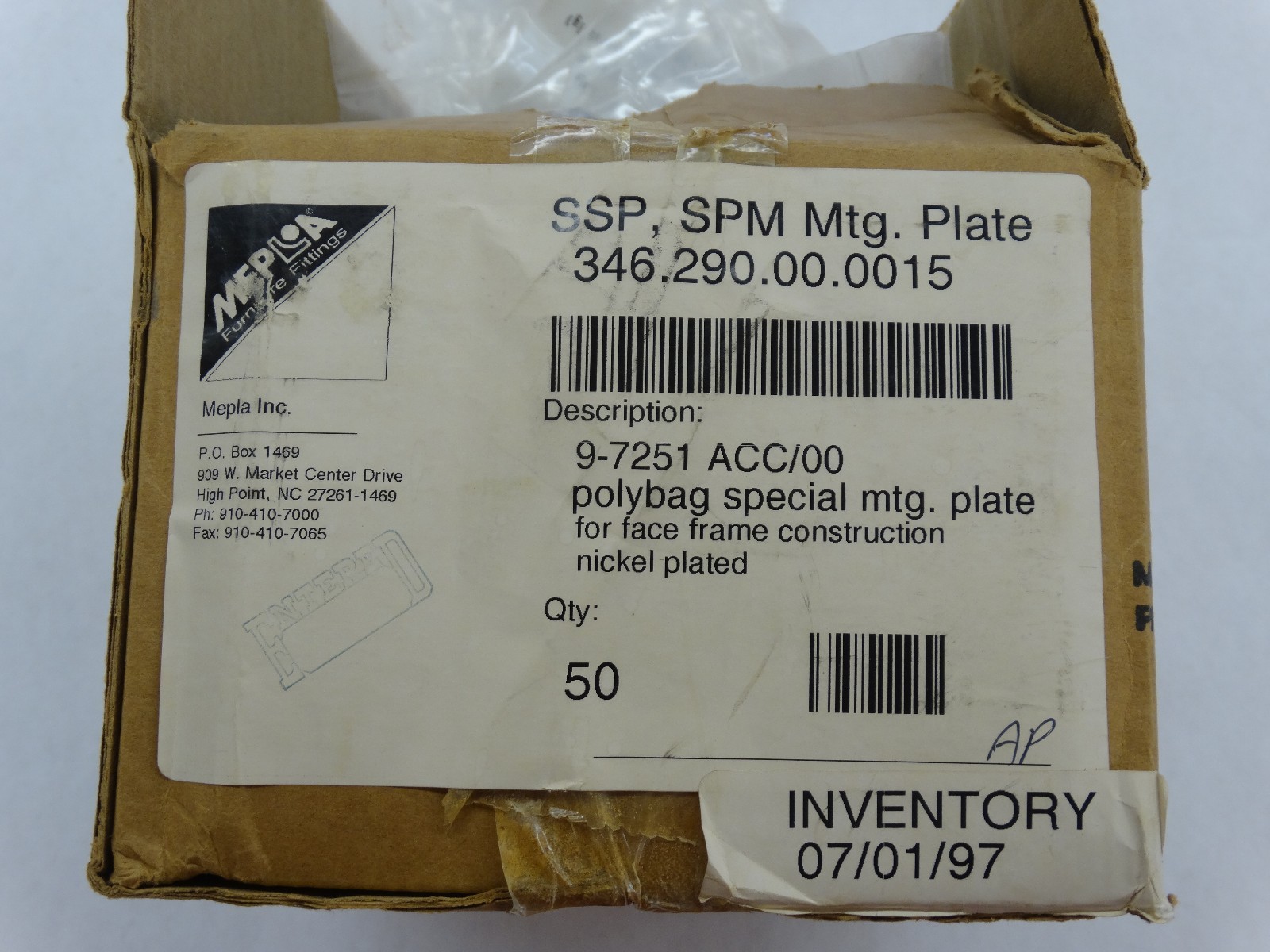 Mepla DS 7251/00 Full Overlay Special Face Frame Mounting Plate gallery