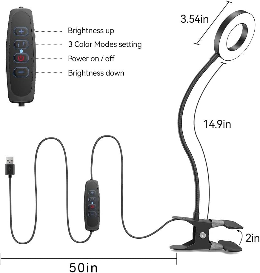 LED Desk Lamp Clip on Light with 3 Color Modes 10 Brightness Ring/Clamp Light 36 gallery