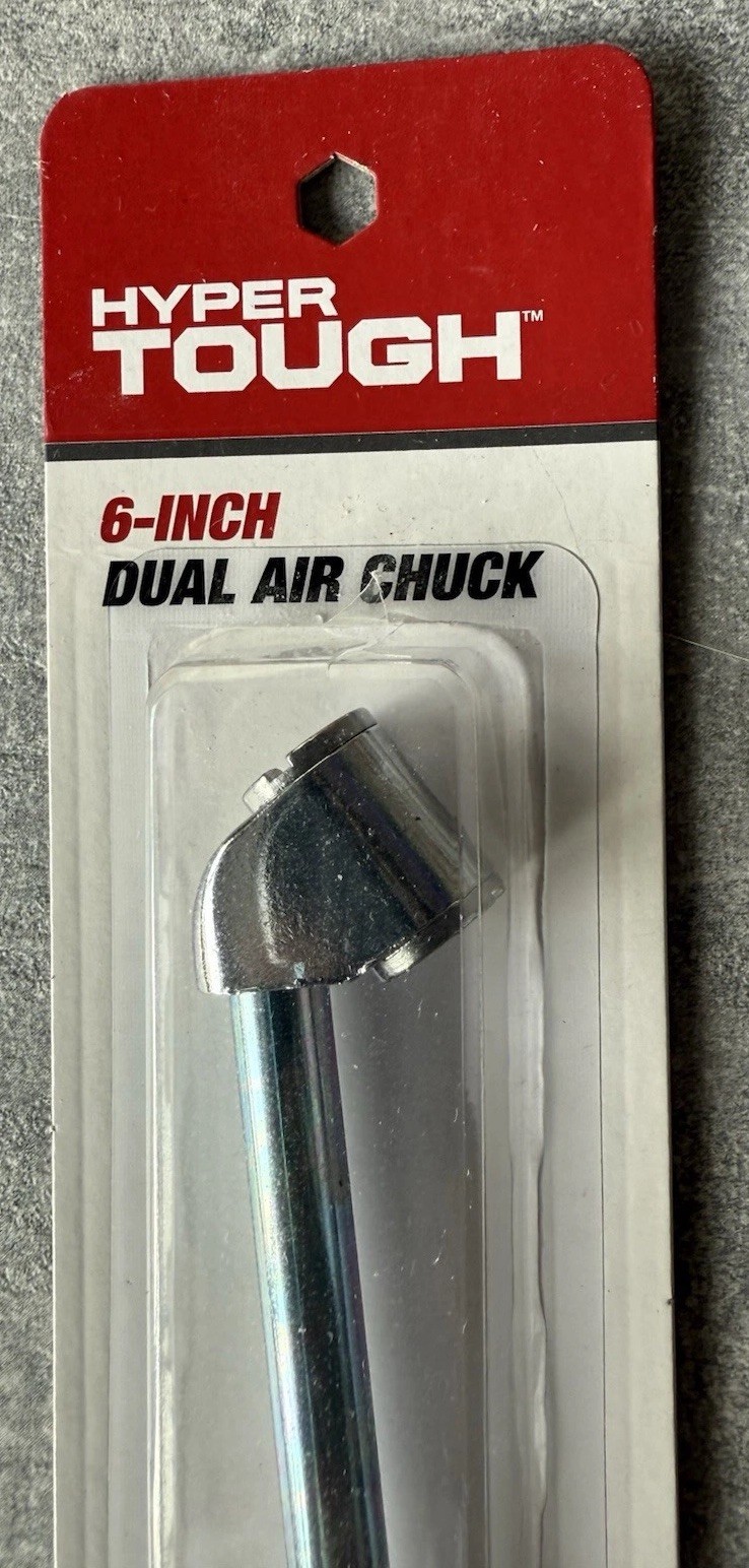 Hyper Tough 6” Dual Air Chuck Extended Built-In Shut-Off Valve Angled Head New gallery