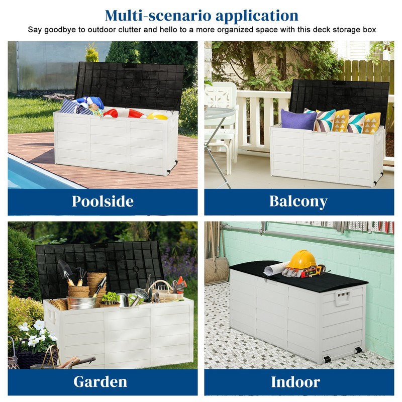 75Gal Resin Deck Box Foldable Storage Patio Furniture Garden Bench Waterproof gallery