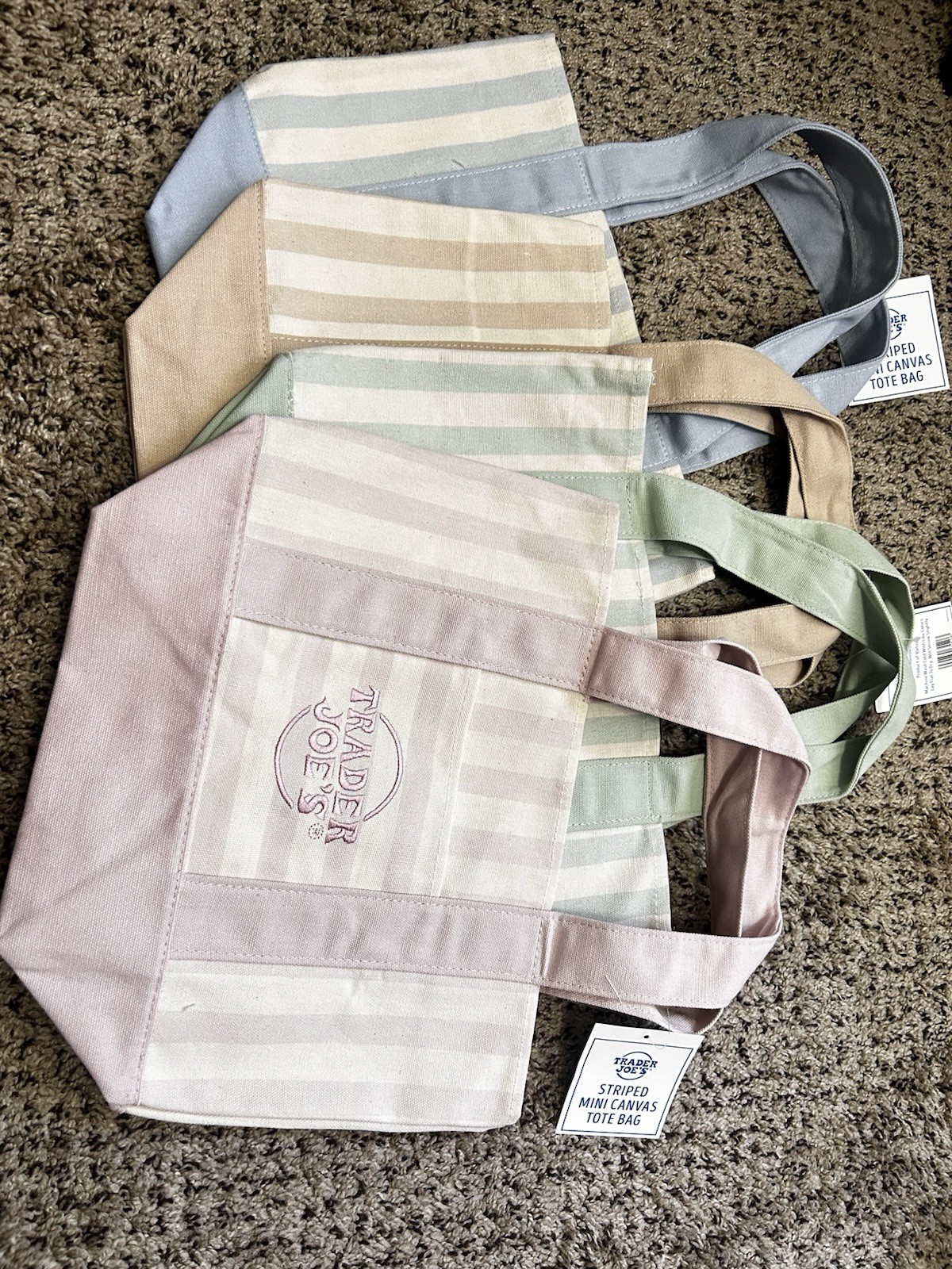 Trader Joe’s Mini Pastel Stripe Canvas Tote Set Of 4 Summer 2026 gallery