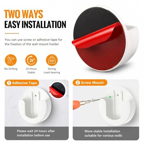 2 Pack Adhesive Indoor Wall Mount, Two Ways Easy Installation with Strong White gallery