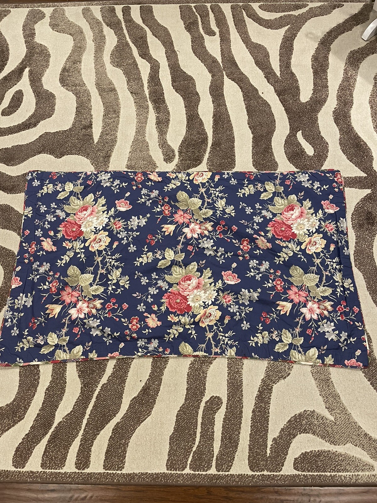 CHAPS Ralph Lauren Cape Cod Blue Rose Floral King Pillow Sham Envelope Closure gallery