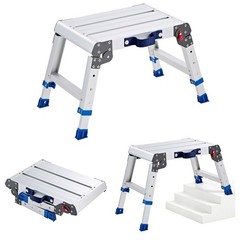 VEVOR Folding Work Platform Adjustable Height 12-16 in 500 lbs Step Stool