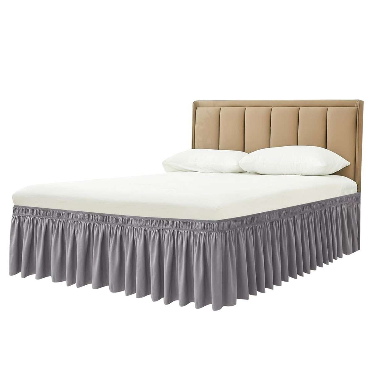 Bed Skirt Wrap Around Dust Ruffle Queen/King Size Drop Elastic Bedding Bed new gallery