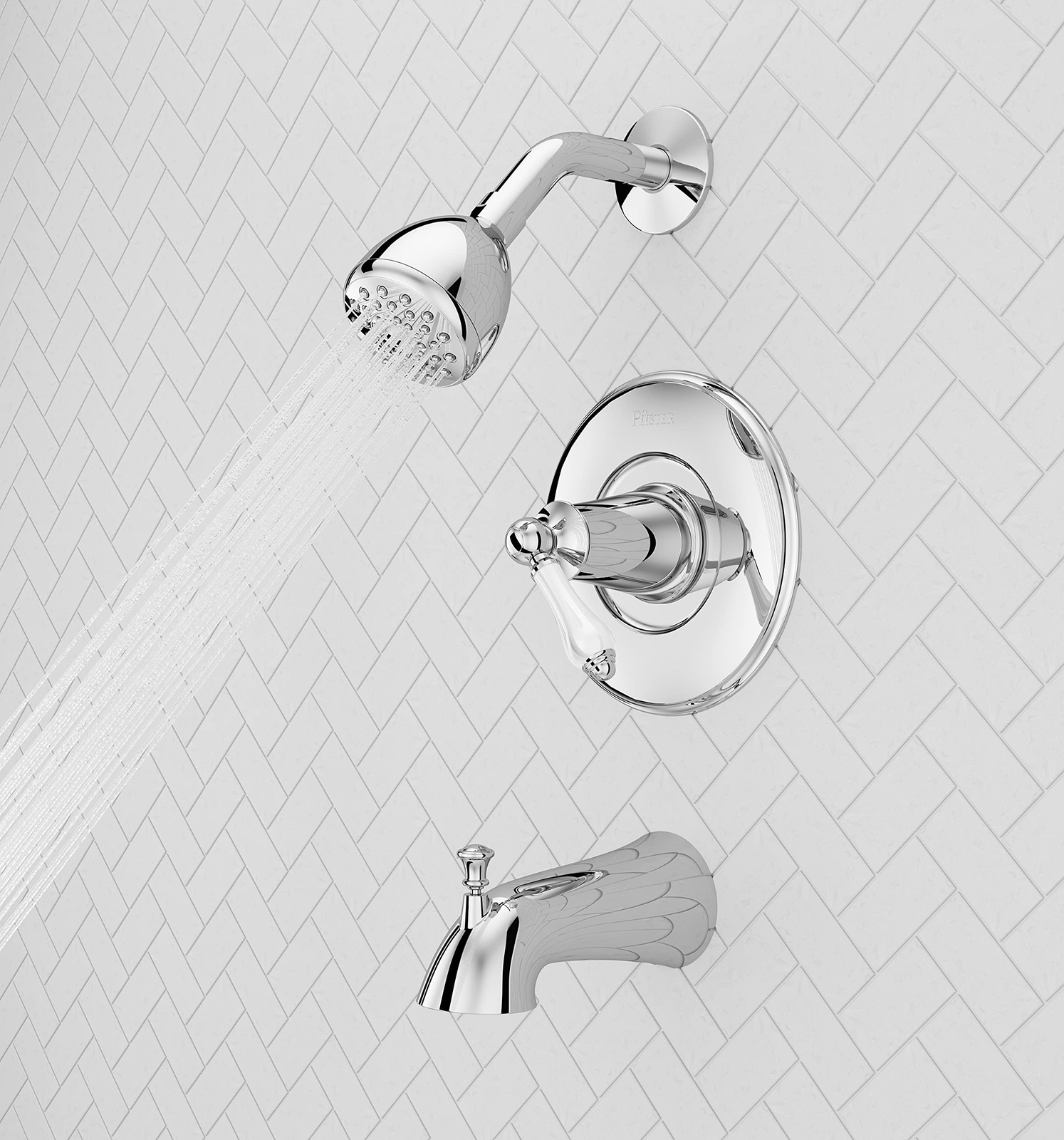 Pfister Courant Tub & Shower Trim Kit, Valve and Cartridge Included, White gallery