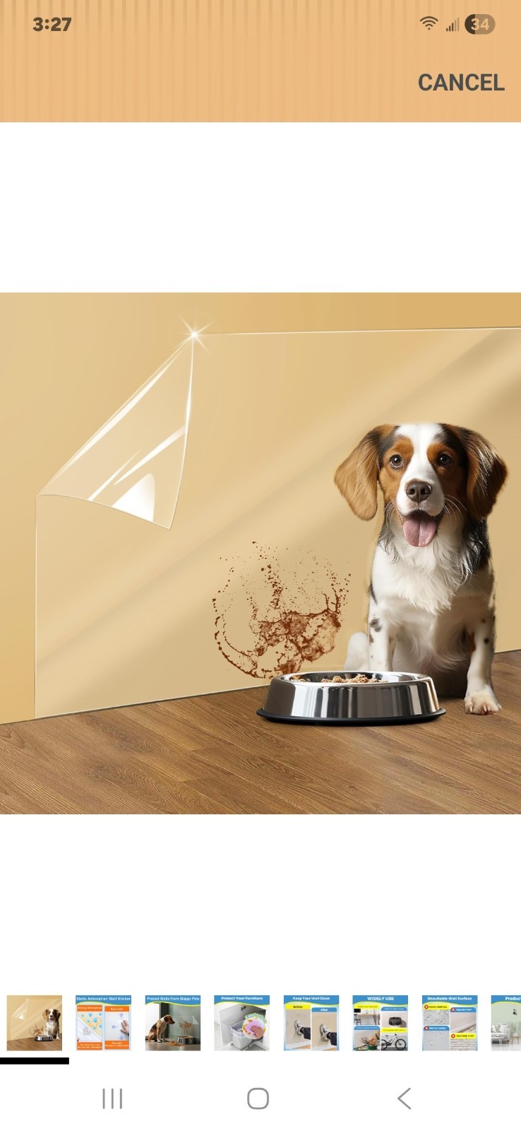 Electrostatic Clear Wall Protector Non Adhesive Pets Kitchen 15.7"X 32 Ft NEW gallery