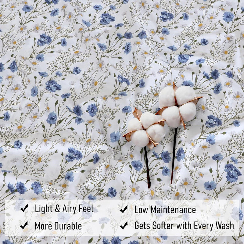 RUVANTI 100% Cotton Percale Sheets Full Size – Crisp Cooling Bed Sheets for Hot gallery