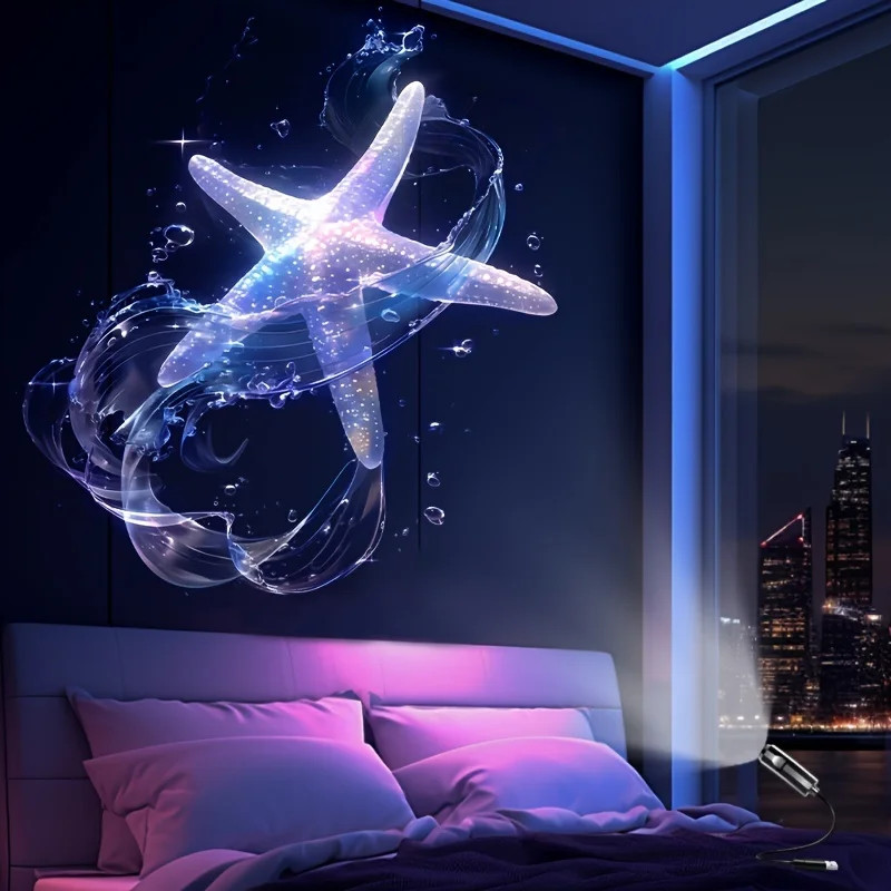 LED USB Night Light Projector 6 Patterns Whale Butterfly Starfish Gift gallery
