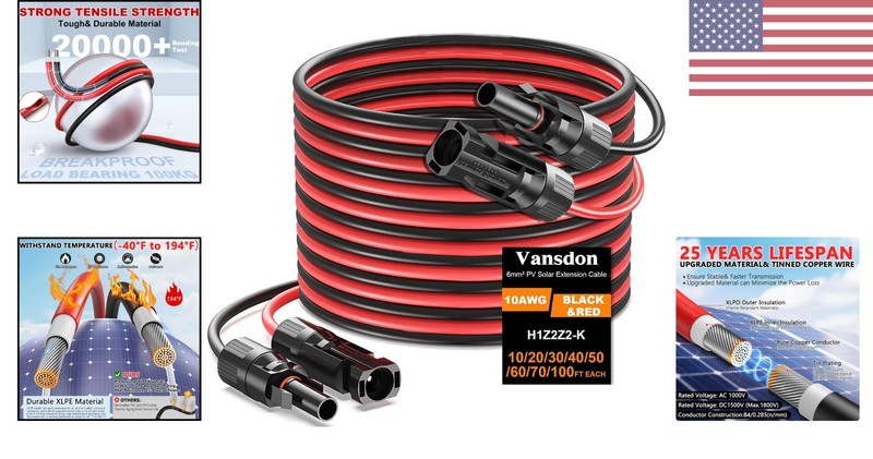 High-Efficiency 100FT Double 10AWG Solar Extension Cable for RV and PV Systems gallery
