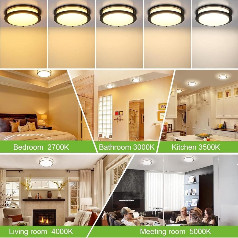 hykolity 13 inch Flush Mount LED Ceiling Light Fixture, 2700K/3000K/3500K/400... gallery
