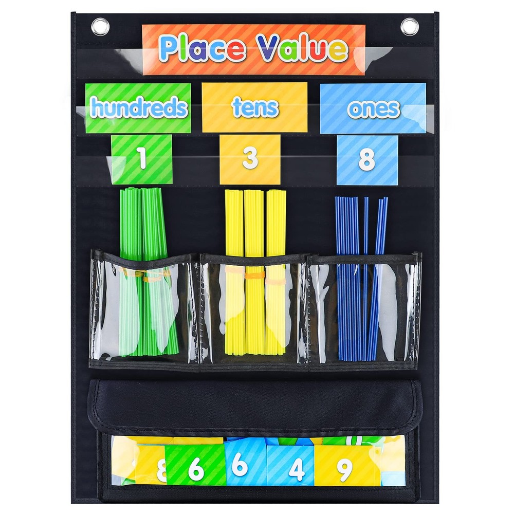 Counting Caddy Place Value Pocket Chart Classroom Homeschool Black Learning