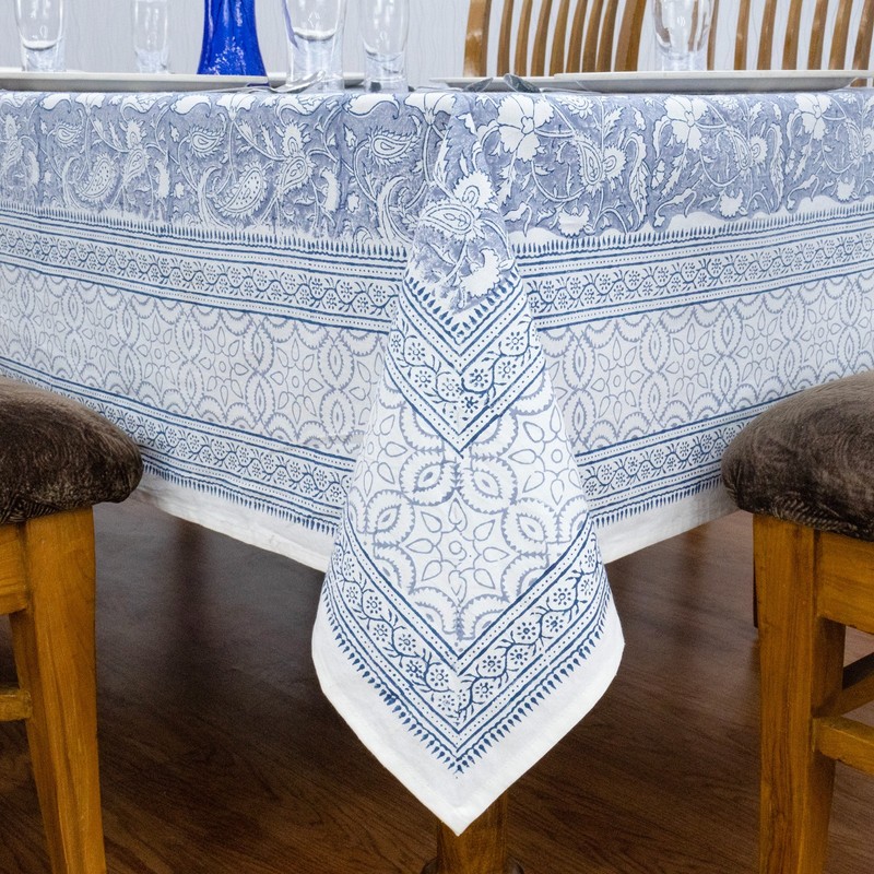 Hand Block Printed Tablecloth Cotton Table Cover Gift for Her Dining Tablecloth gallery