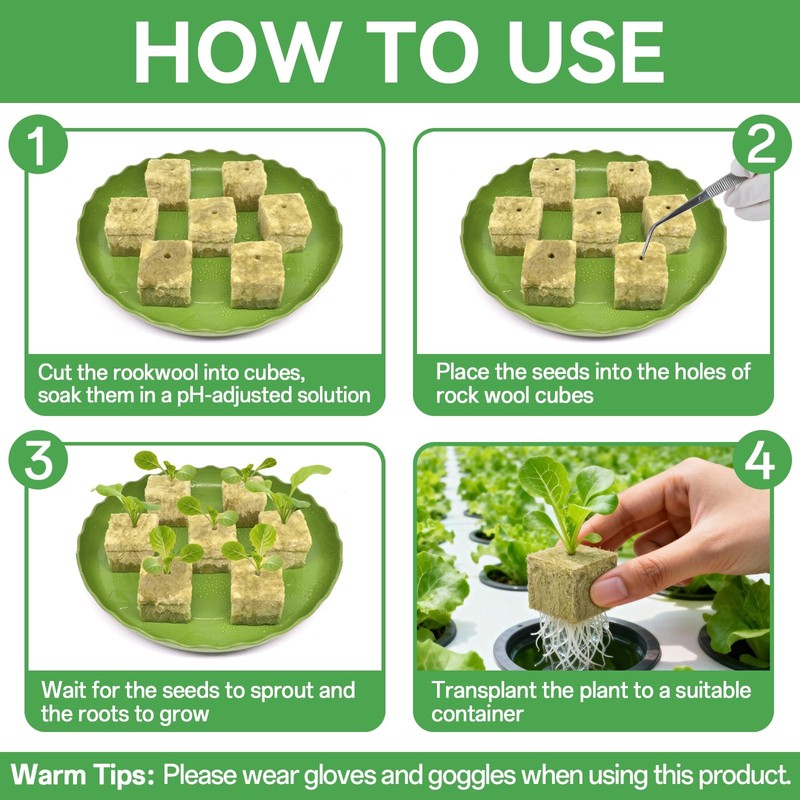 100PCS 1 Inch Rockwool Cubes - Rock Wool Seed Starter Plugs for Seedling Star... gallery